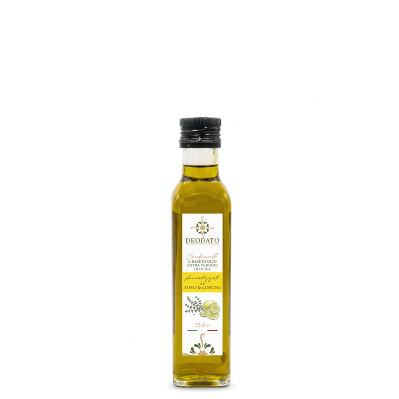 Olio Evo aromatizzato al timo e limone
